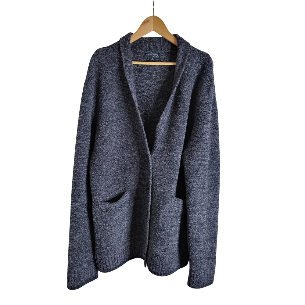 Barefoot Dreams CozyChic Cardigan XL Blue Gray Shawl Collar Button Front Snug